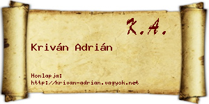 Kriván Adrián névjegykártya